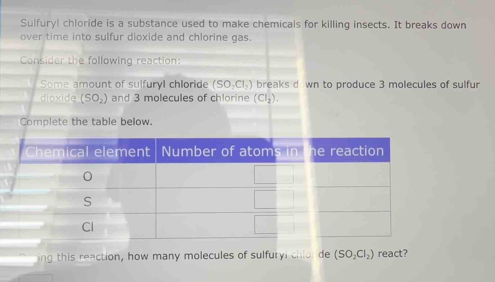 sulfuryl chloride is a substance used to make chemicals for killing ins…