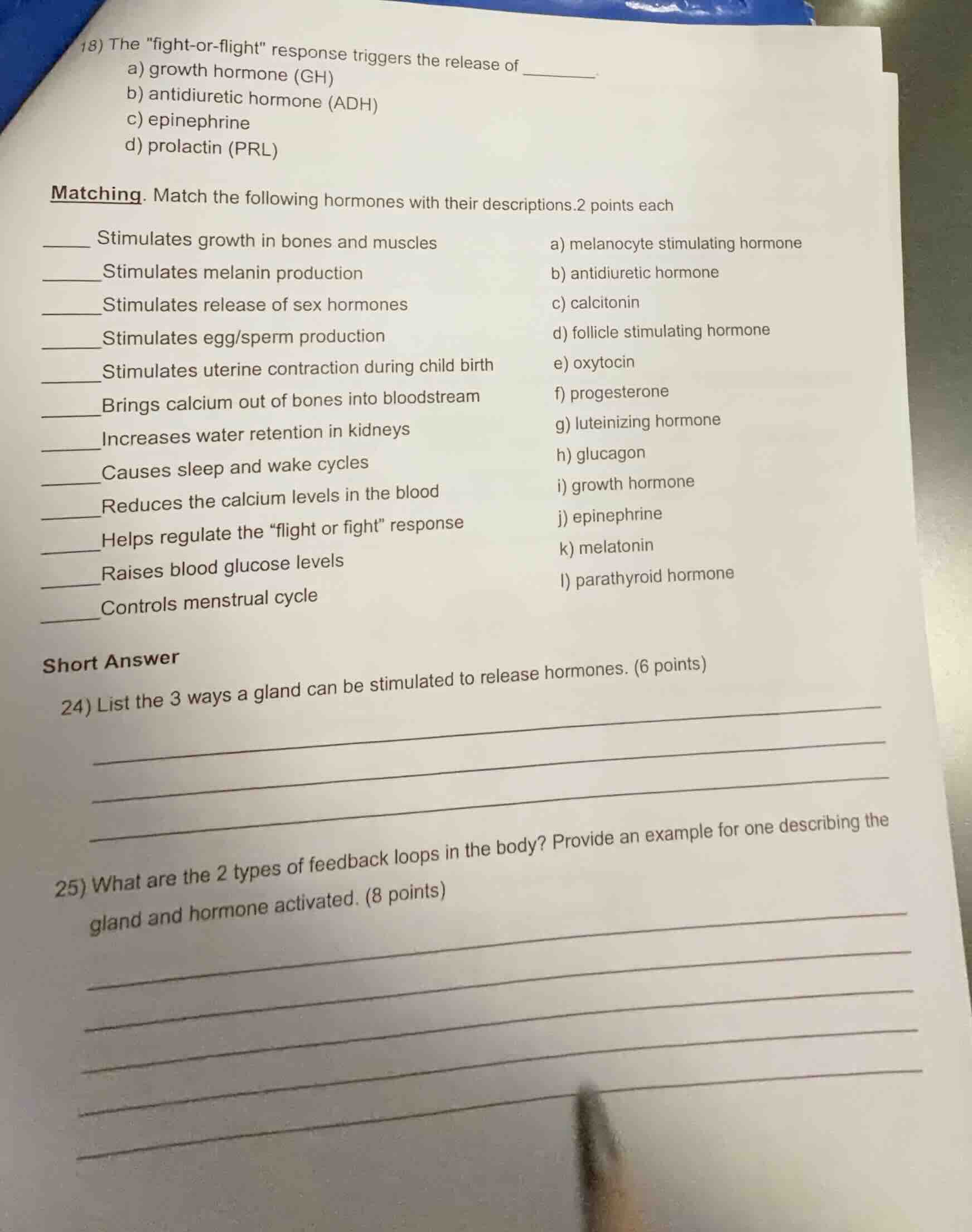 18) the \fight - or - flight\ response triggers the release of ______. …