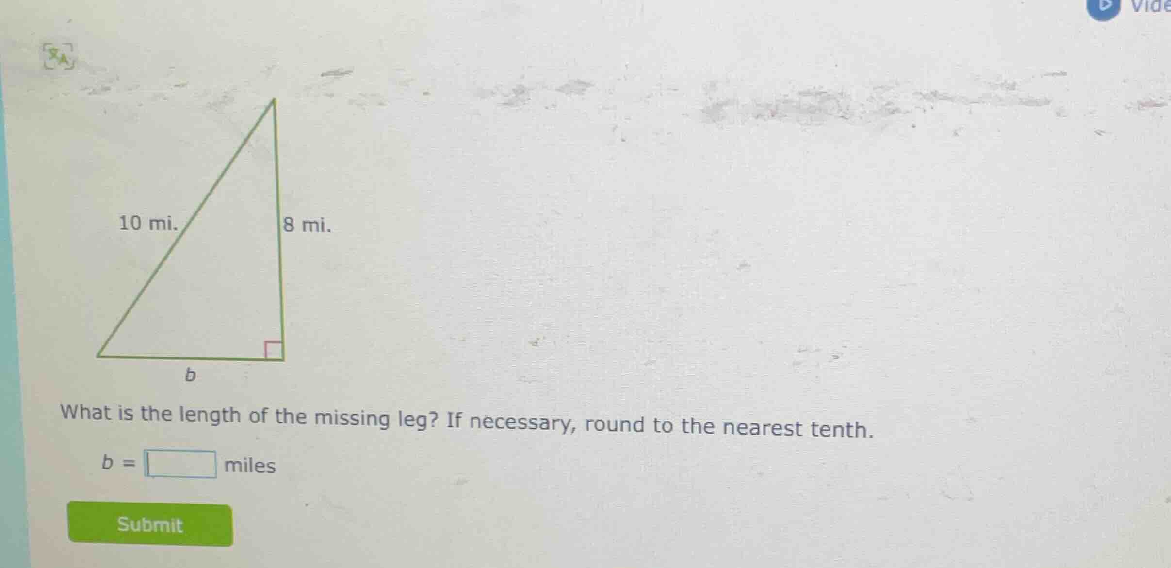 what is the length of the missing leg? if necessary, round to the neare…