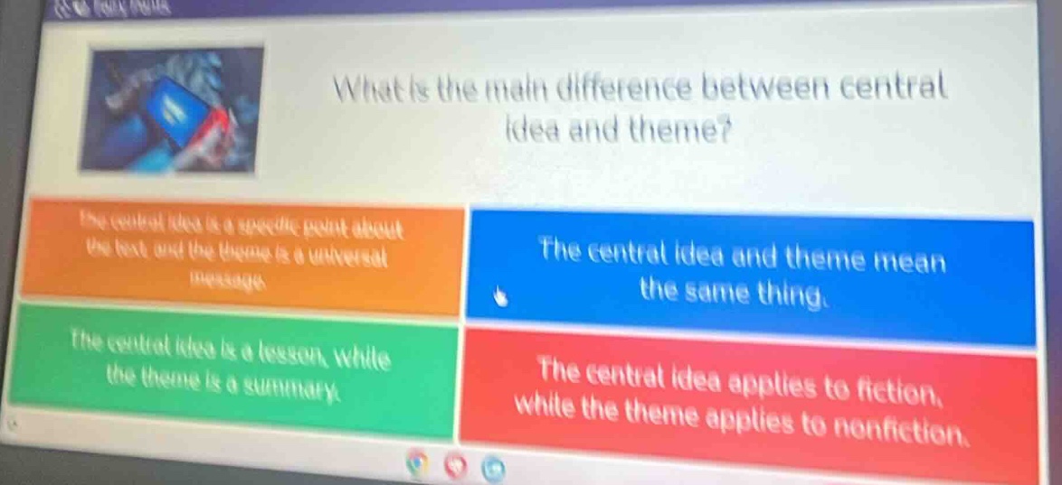 what is the main difference between central idea and theme? the central…