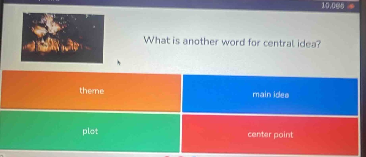what is another word for central idea? theme main idea plot center point
