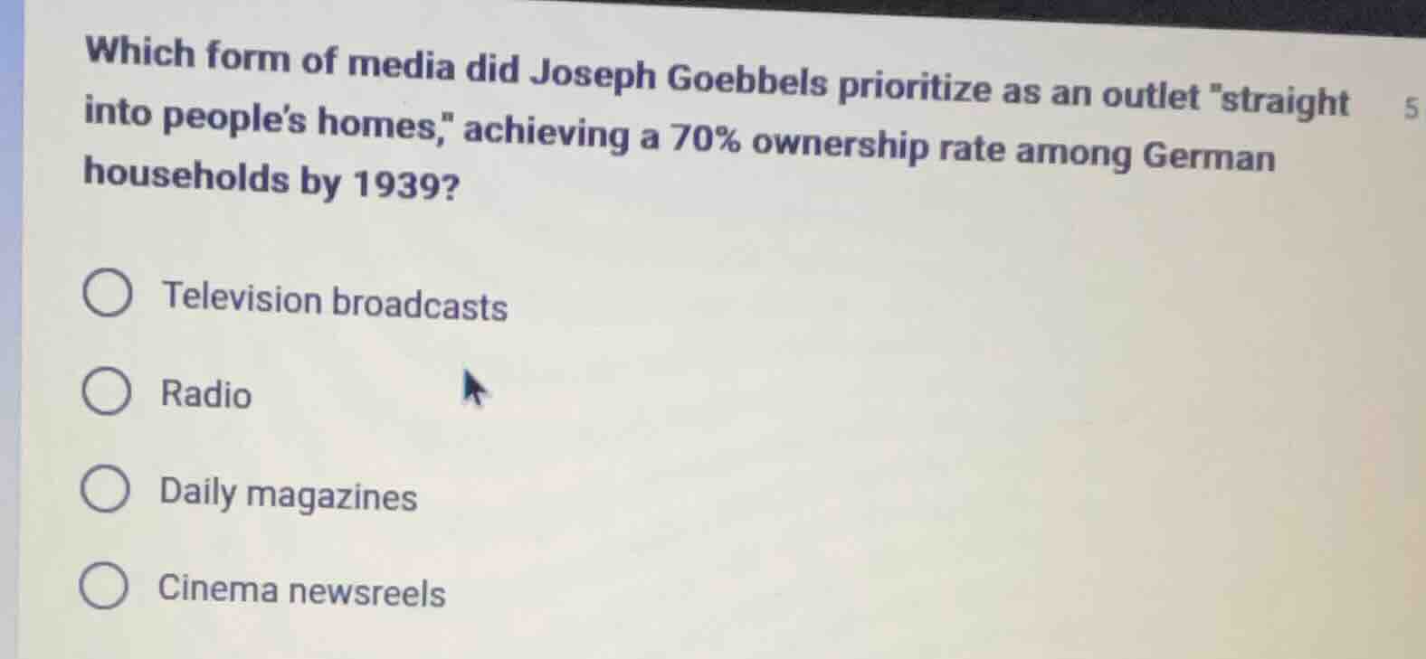 which form of media did joseph goebbels prioritize as an outlet \straig…