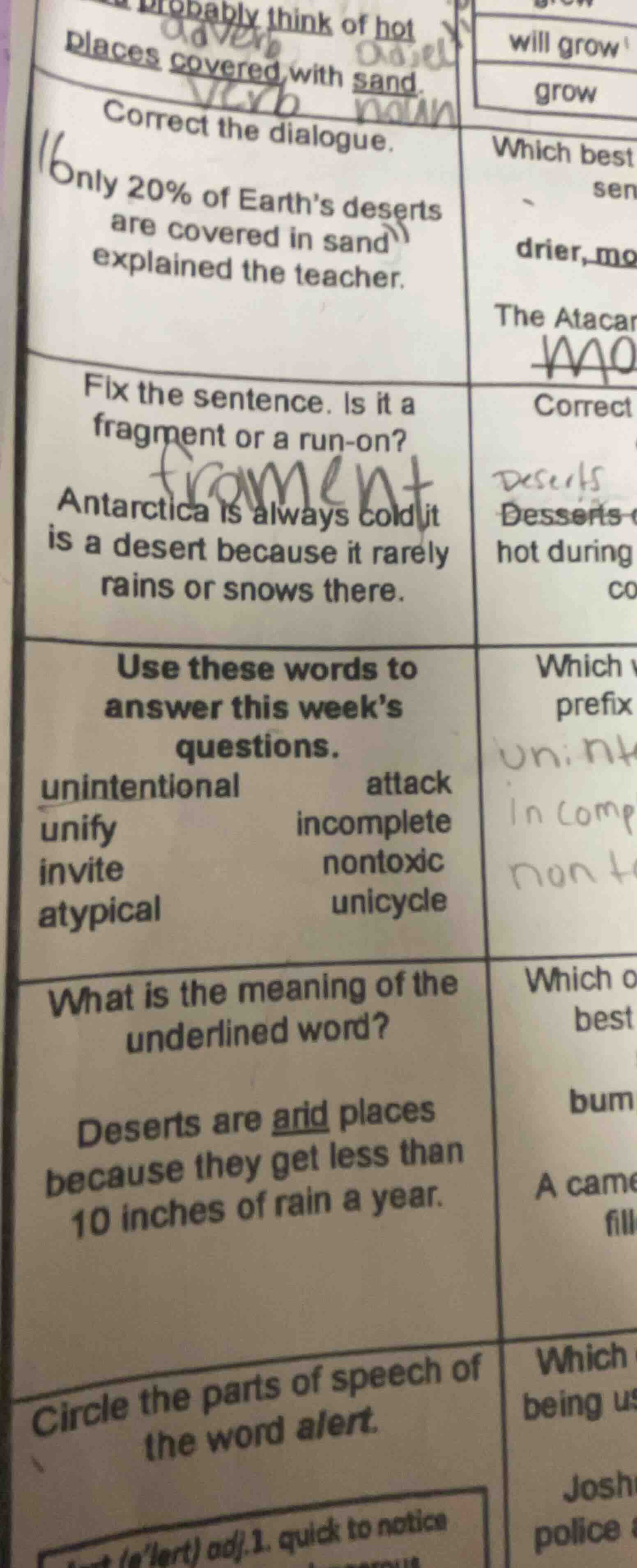 probably think of hot places covered with sand. correct the dialogue. (…