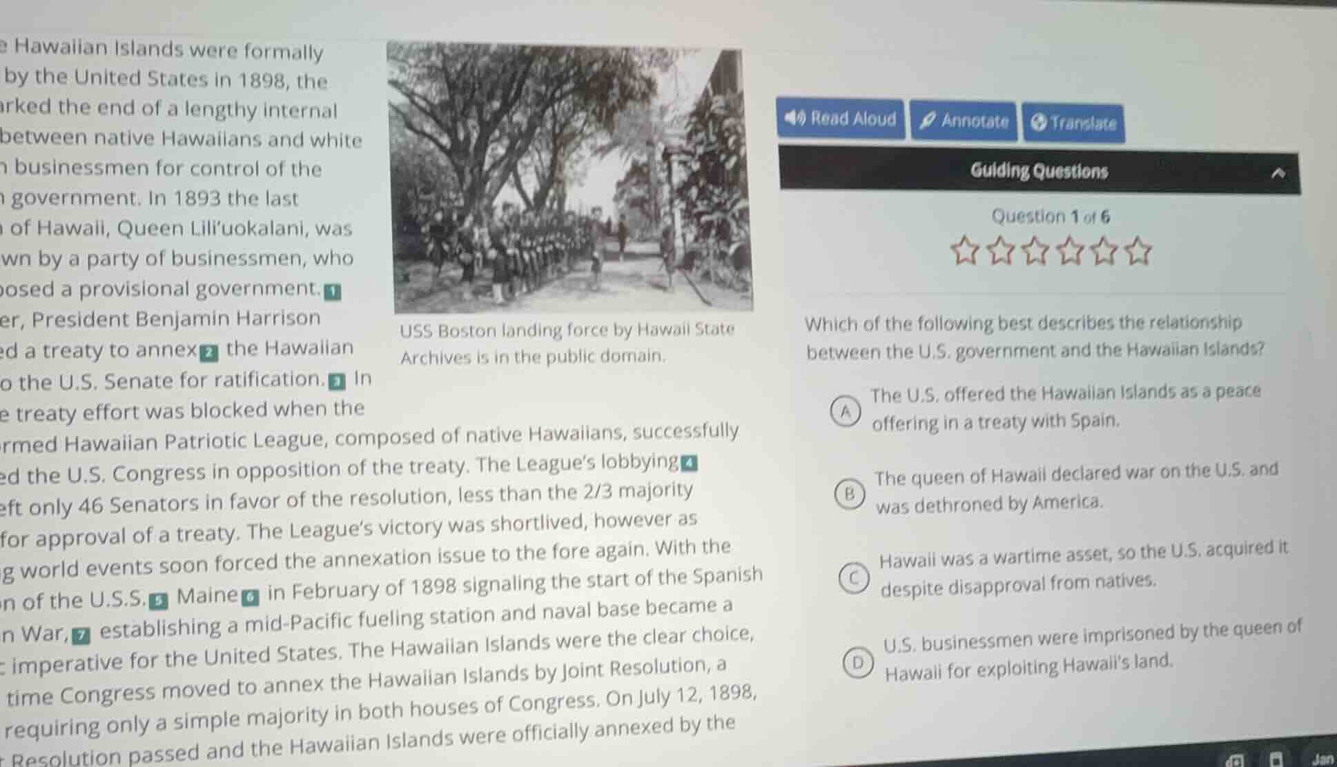 the hawaiian islands were formally by the united states in 1898, the ma…