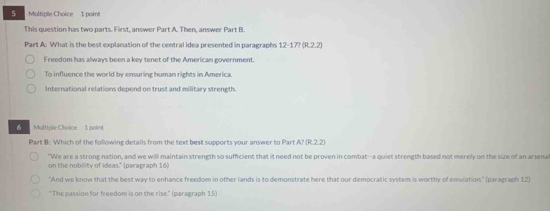 5 multiple choice 1 point this question has two parts. first, answer pa…