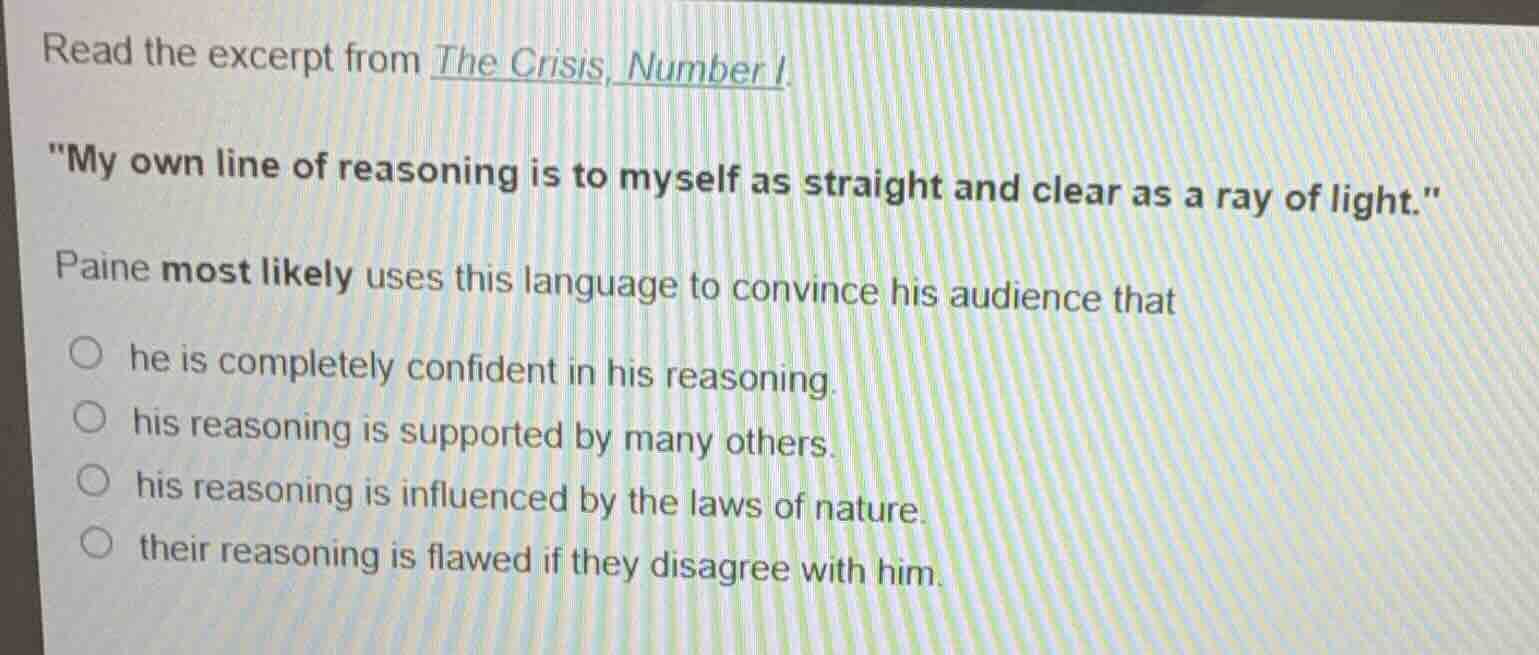 read the excerpt from the crisis, number 1.\my own line of reasoning is…