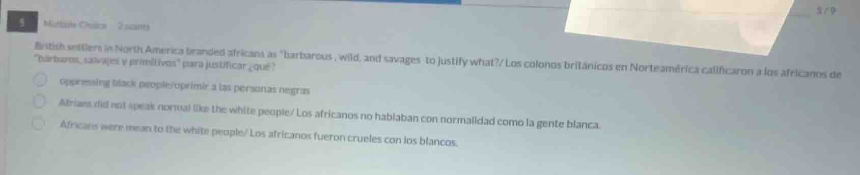 multiple choice 2 points british settlers in north america branded afri…