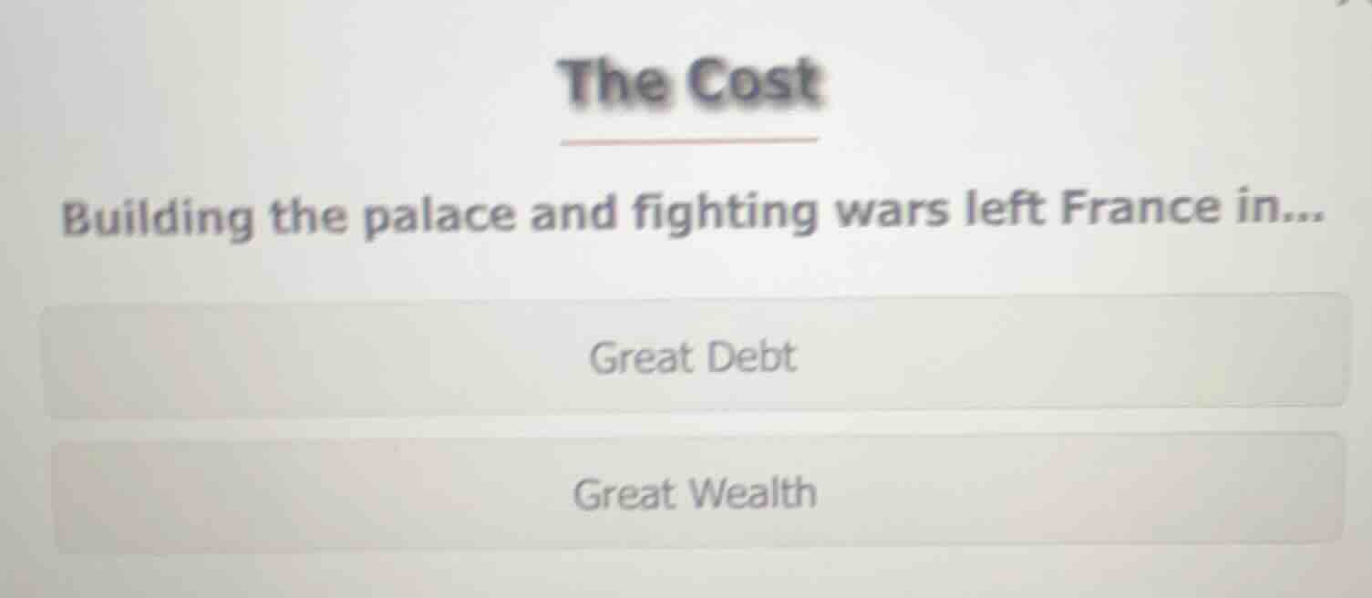 the cost building the palace and fighting wars left france in... great …