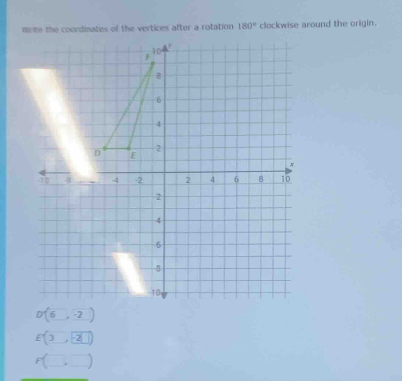 write the coordinates of the vertices after a rotation 180° clockwise a…
