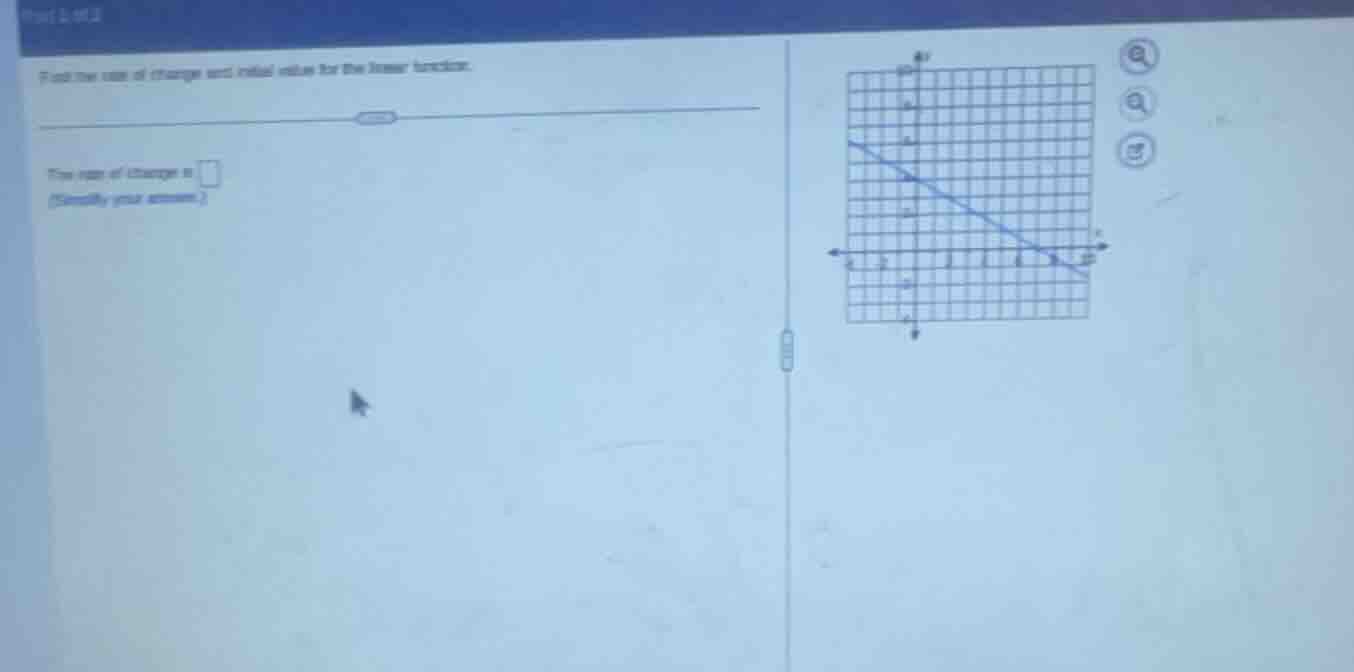find the rate of change and initial value for the linear function. the …