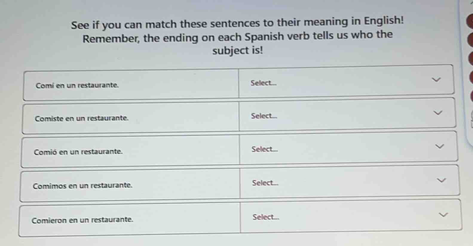 see if you can match these sentences to their meaning in english! remem…