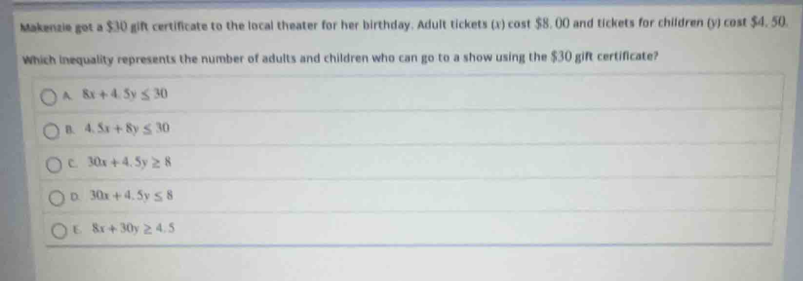 makenzie got a $30 gift certificate to the local theater for her birthd…