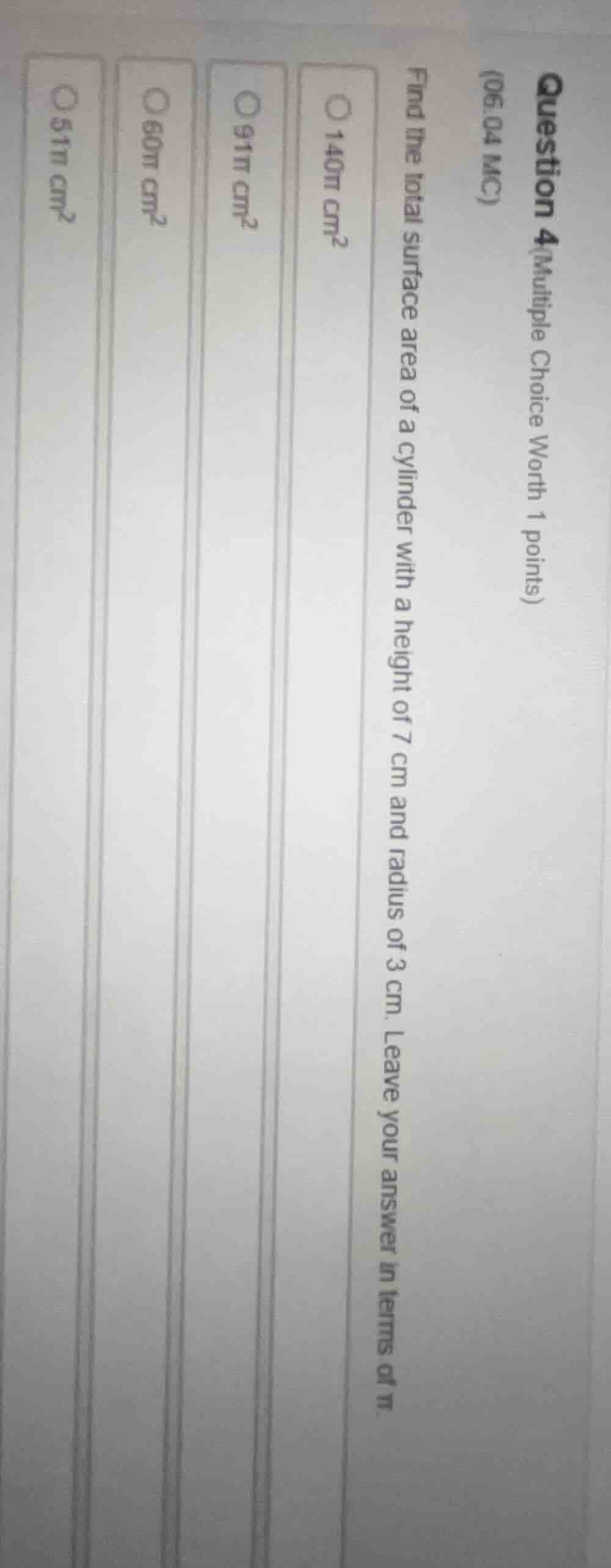 question 4(multiple choice worth 1 points) (06.04 mc) find the total su…