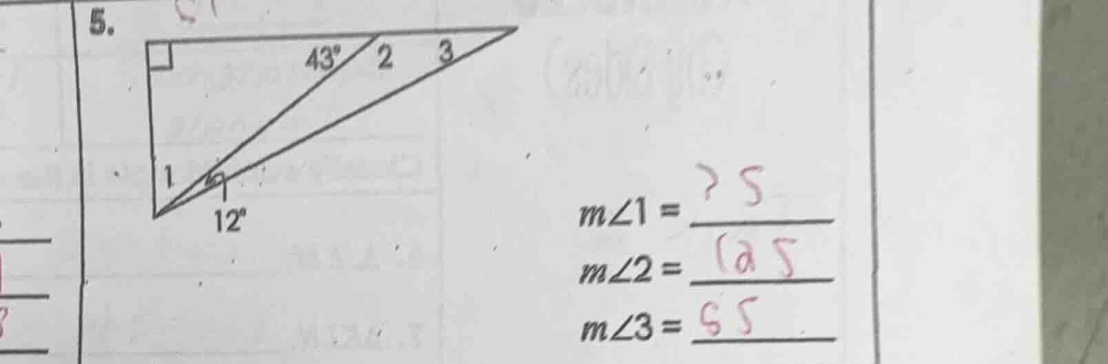 5. $m\\angle1 = \\underline{\\quad}$ $m\\angle2 = \\underline{\\quad}$ …