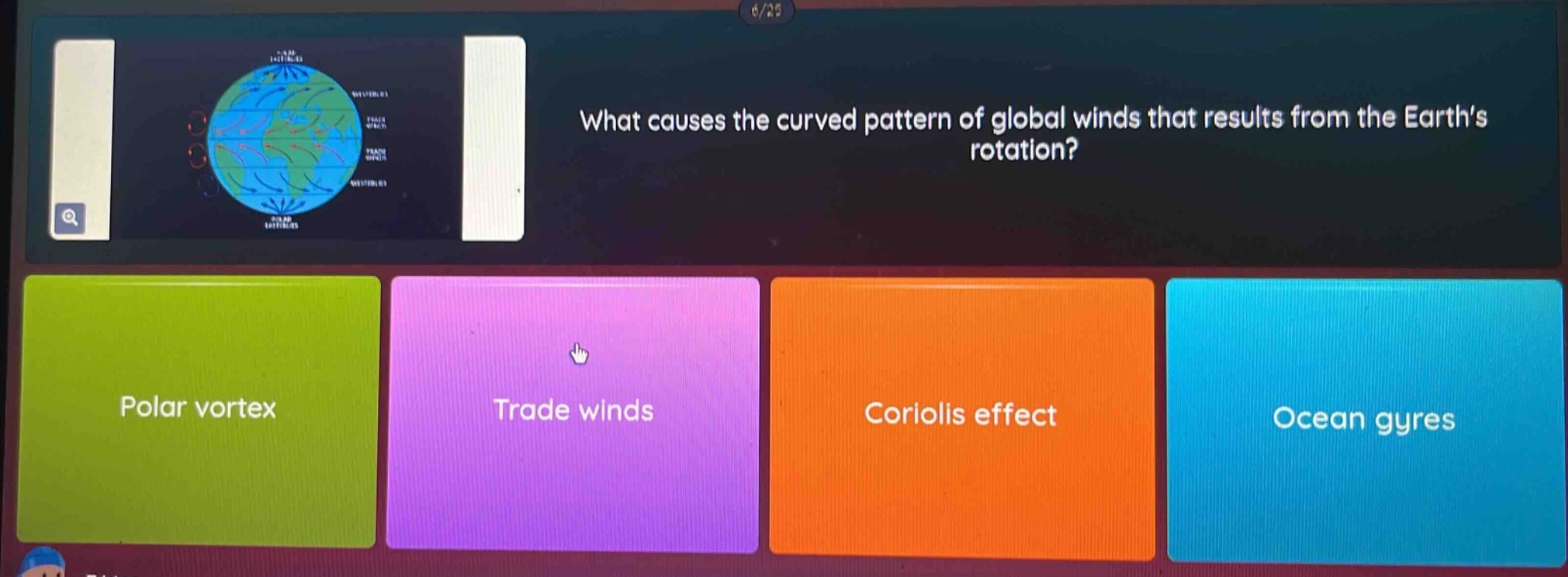 what causes the curved pattern of global winds that results from the ea…