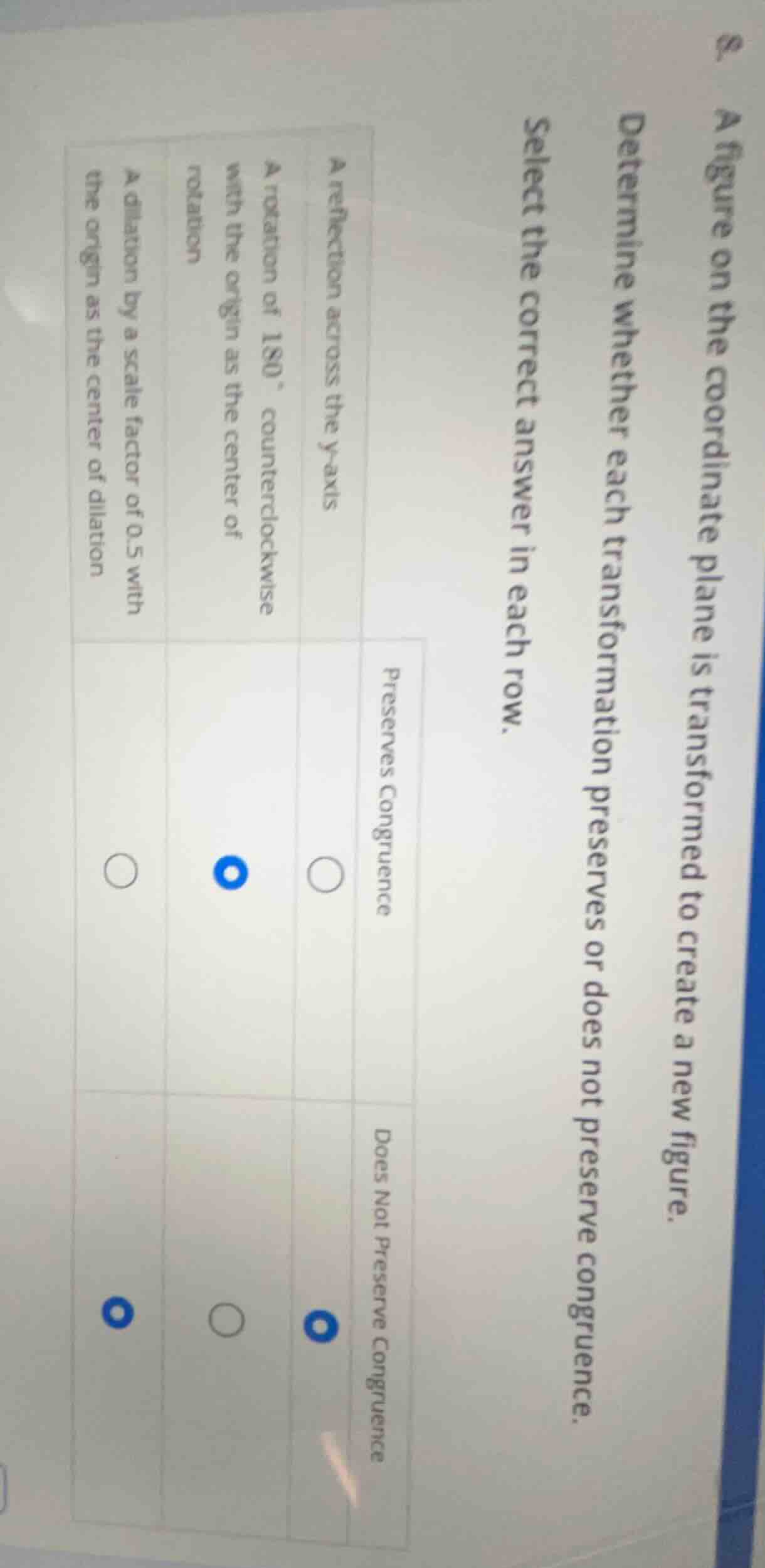 8. a figure on the coordinate plane is transformed to create a new figu…
