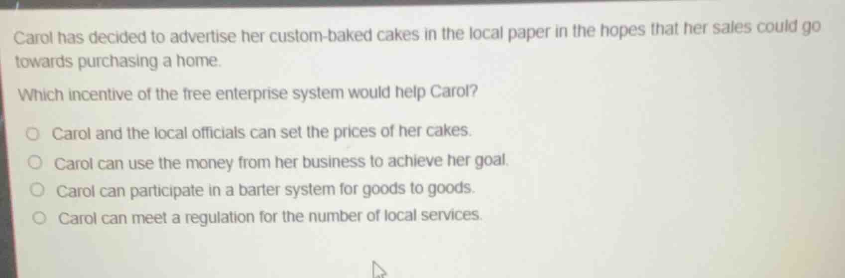 carol has decided to advertise her custom - baked cakes in the local pa…