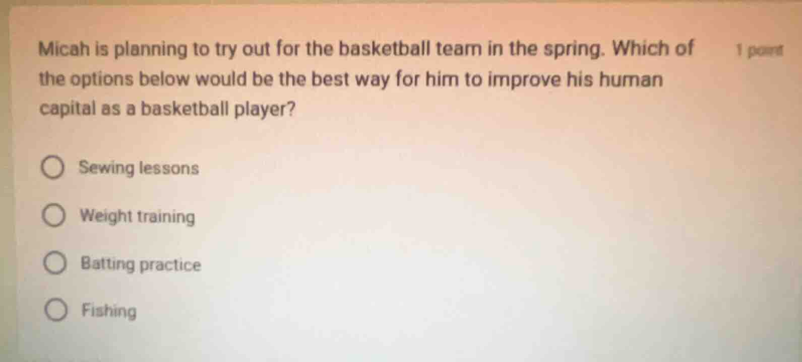 micah is planning to try out for the basketball team in the spring. whi…