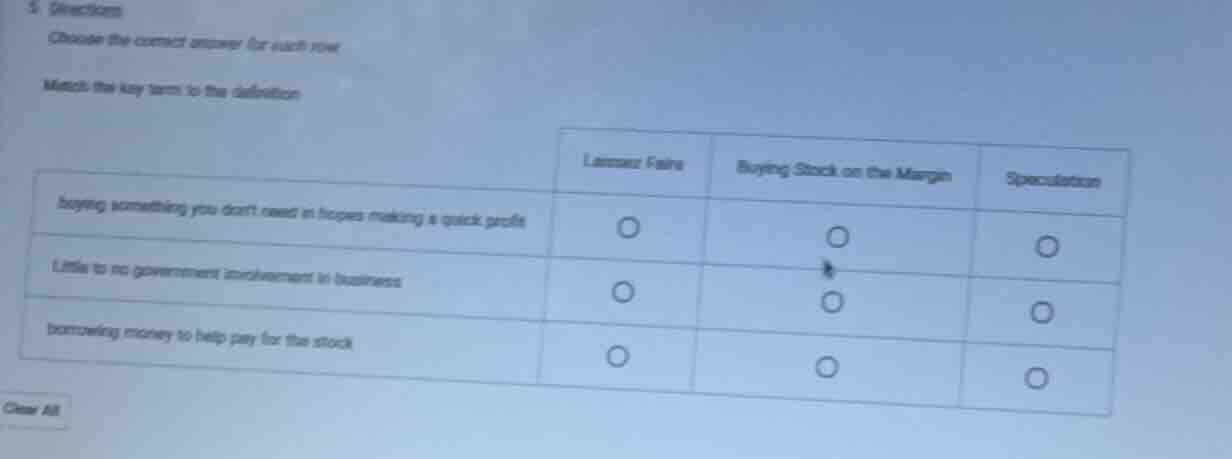 5. directions choose the correct answer for each row match the key term…