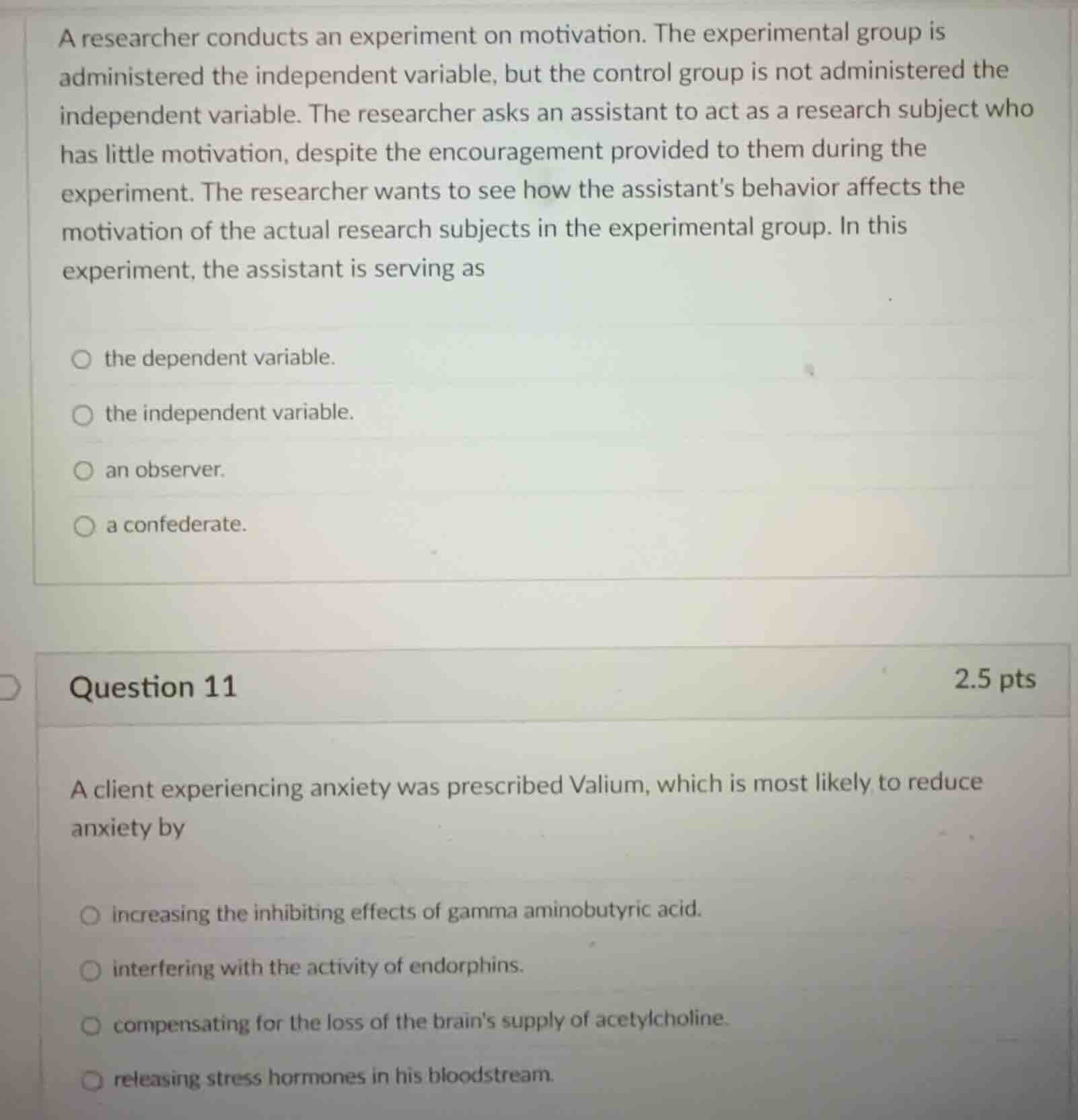 a researcher conducts an experiment on motivation. the experimental gro…