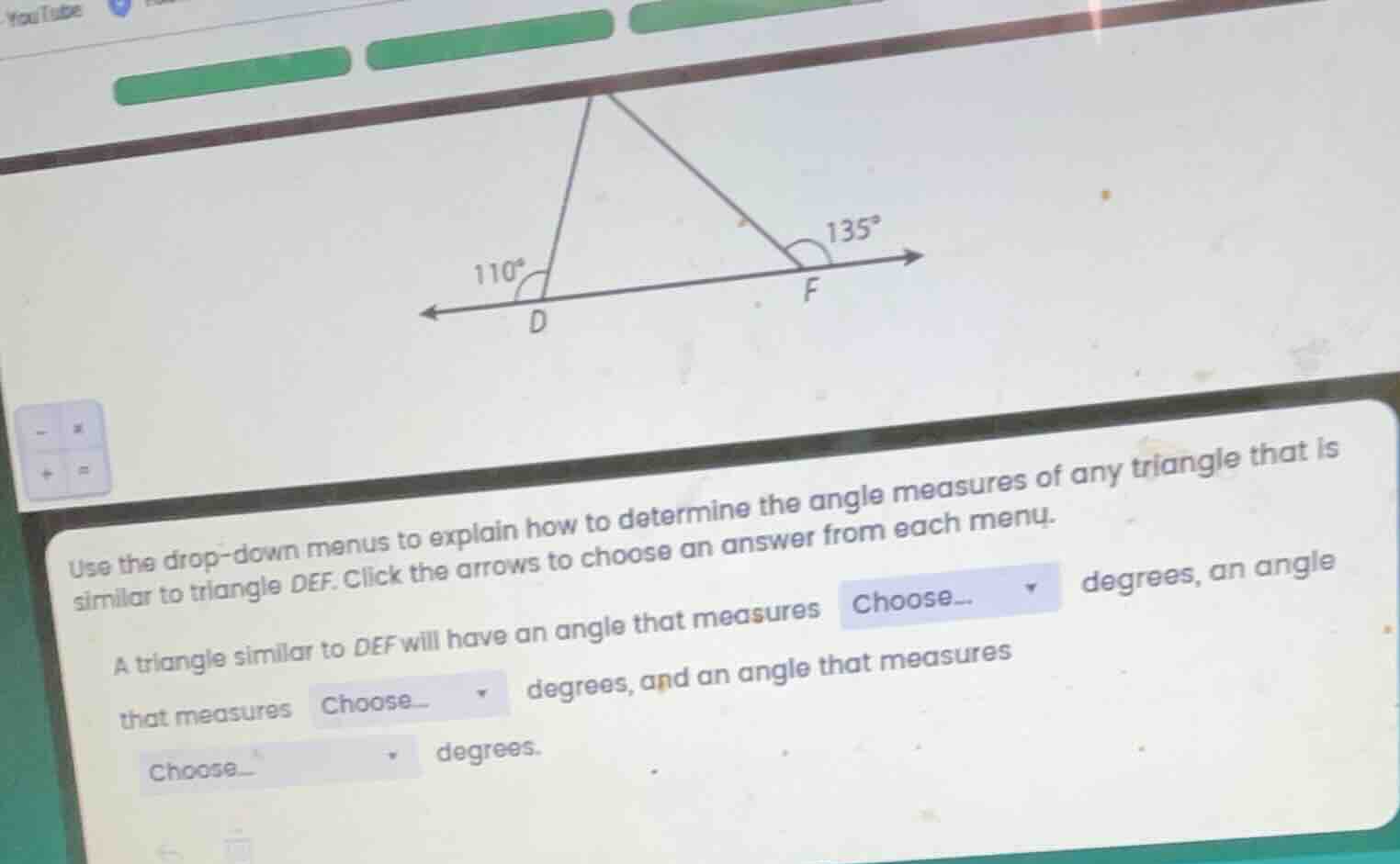 use the drop - down menus to explain how to determine the angle measure…