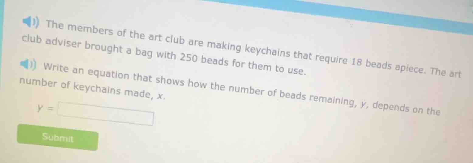 the members of the art club are making keychains that require 18 beads …