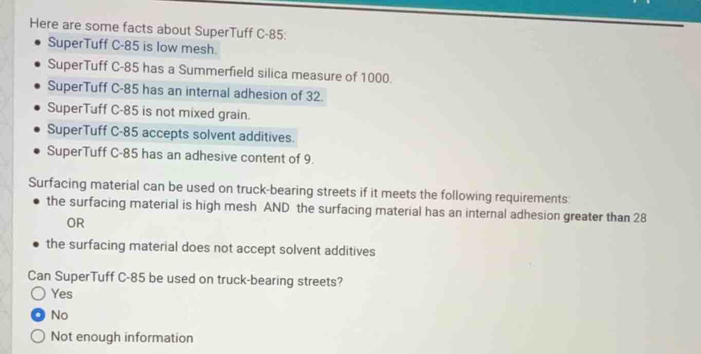 here are some facts about supertuff c-85: - supertuff c-85 is low mesh.…