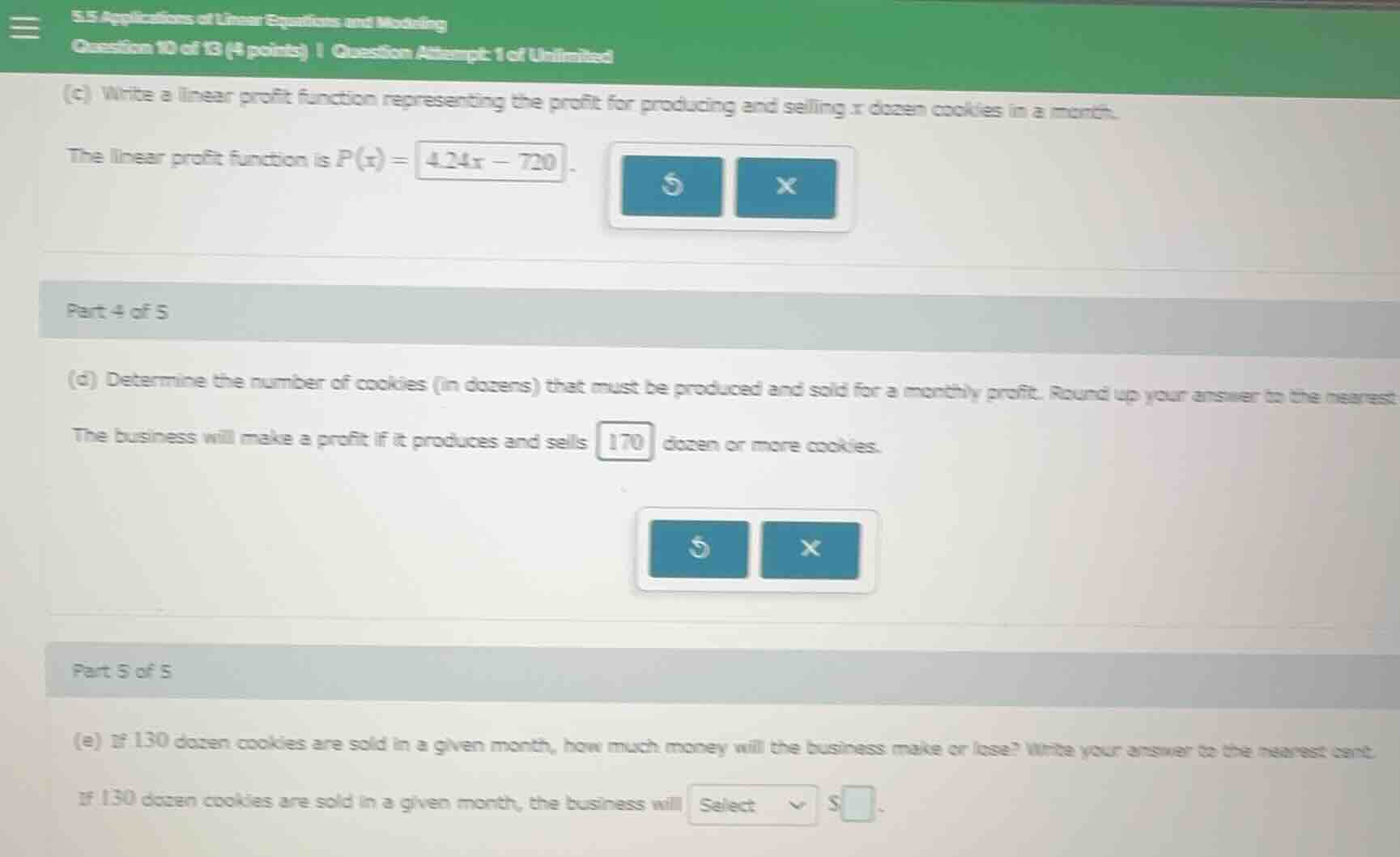 5.5 applications of linear equations and modeling question 10 of 13 (4 …
