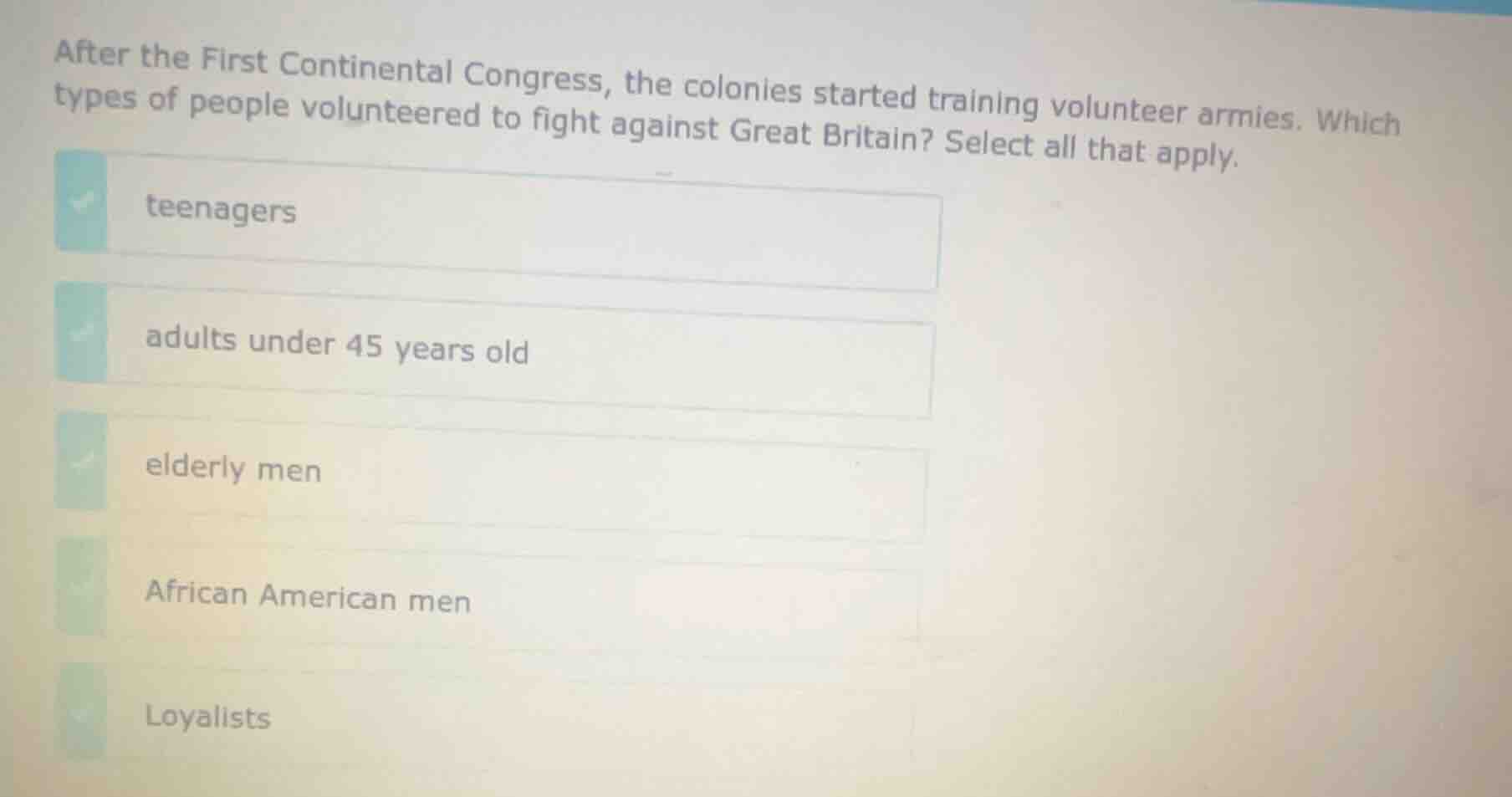 after the first continental congress, the colonies started training vol…