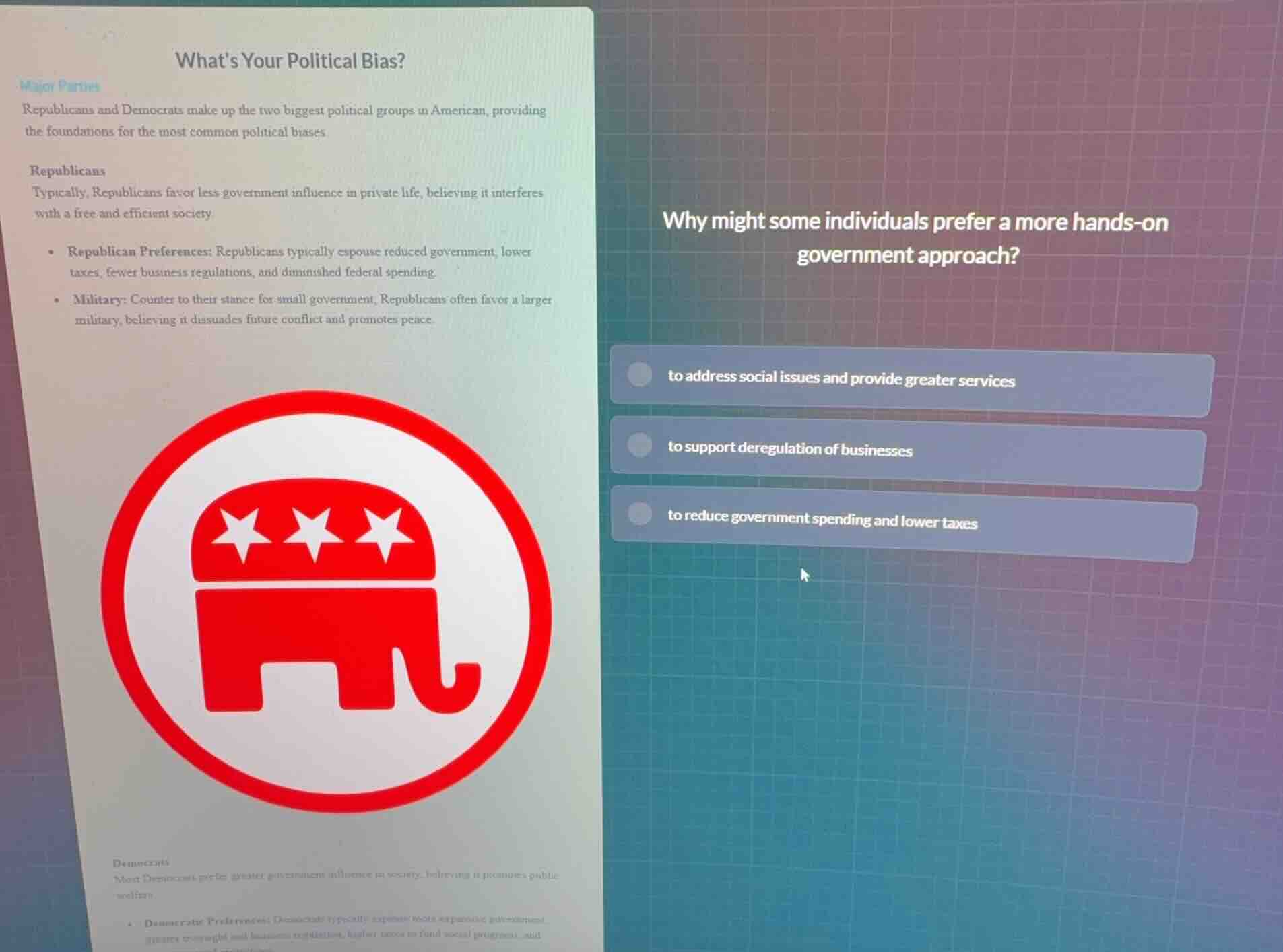 whats your political bias? major parties republicans and democrats make…