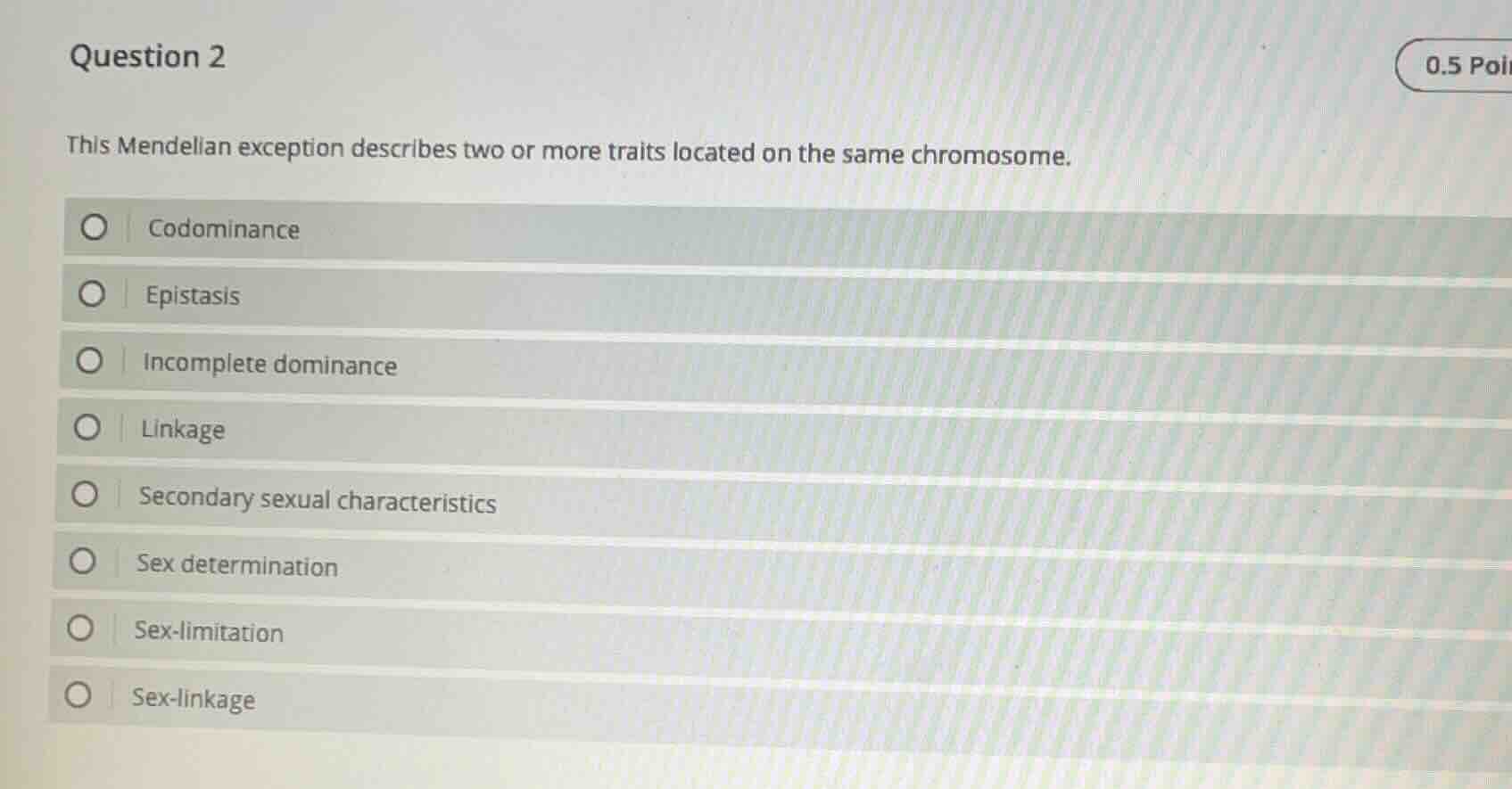 question 2 this mendelian exception describes two or more traits locate…