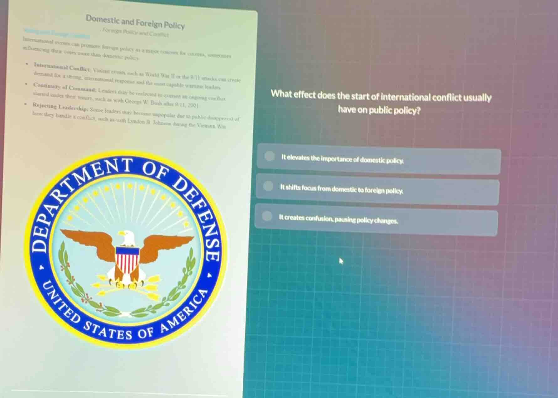 domestic and foreign policy foreign policy and conflict international e…