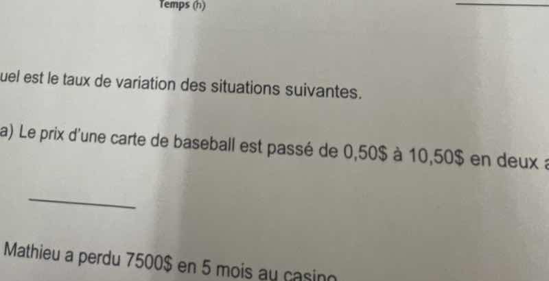 uel est le taux de variation des situations suivantes. a) le prix dune …