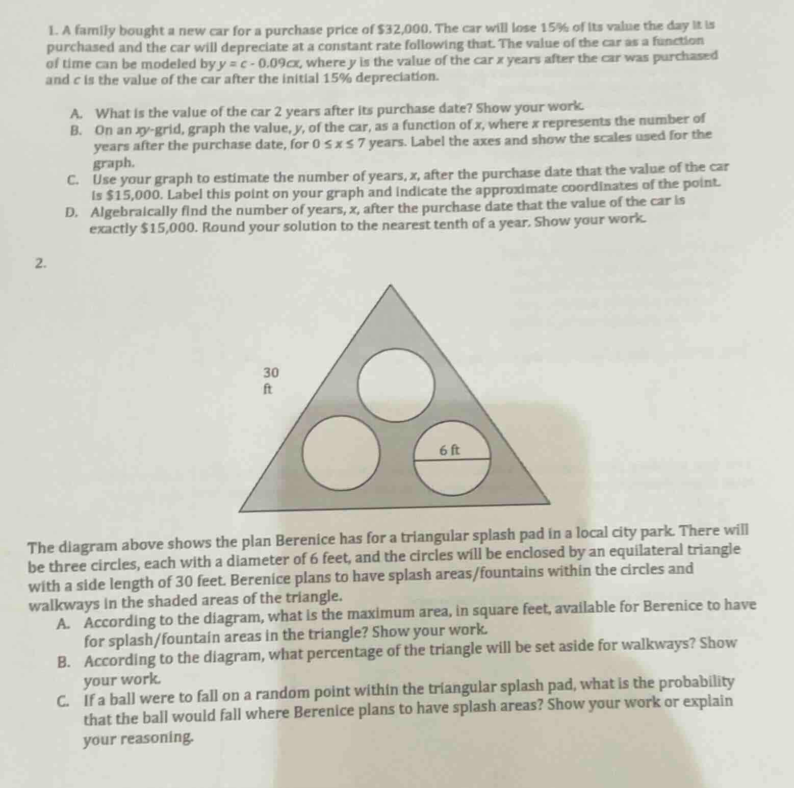 1. a family bought a new car for a purchase price of $32,000. the car w…