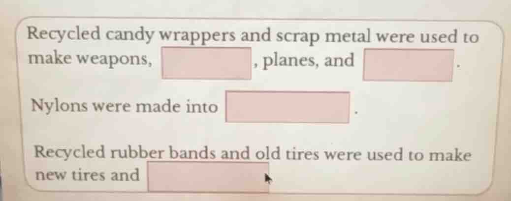 recycled candy wrappers and scrap metal were used to make weapons, , pl…