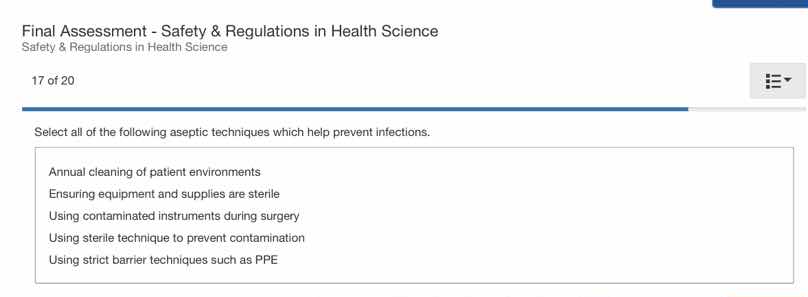 final assessment - safety & regulations in health science safety & regu…
