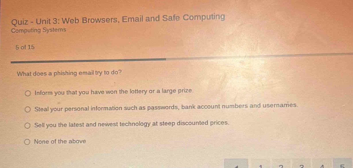 quiz - unit 3: web browsers, email and safe computing computing systems…