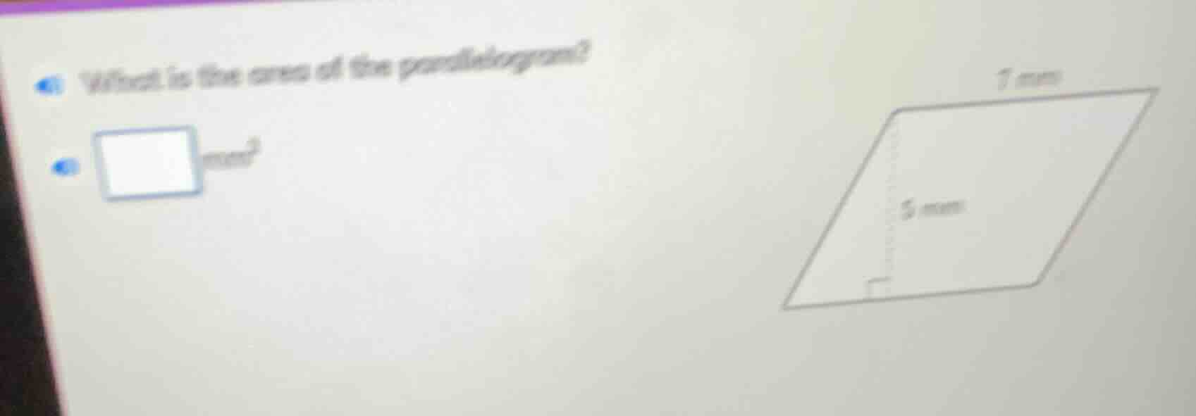what is the area of the parallelogram? □ mm²