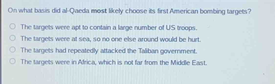on what basis did al - qaeda most likely choose its first american bomb…