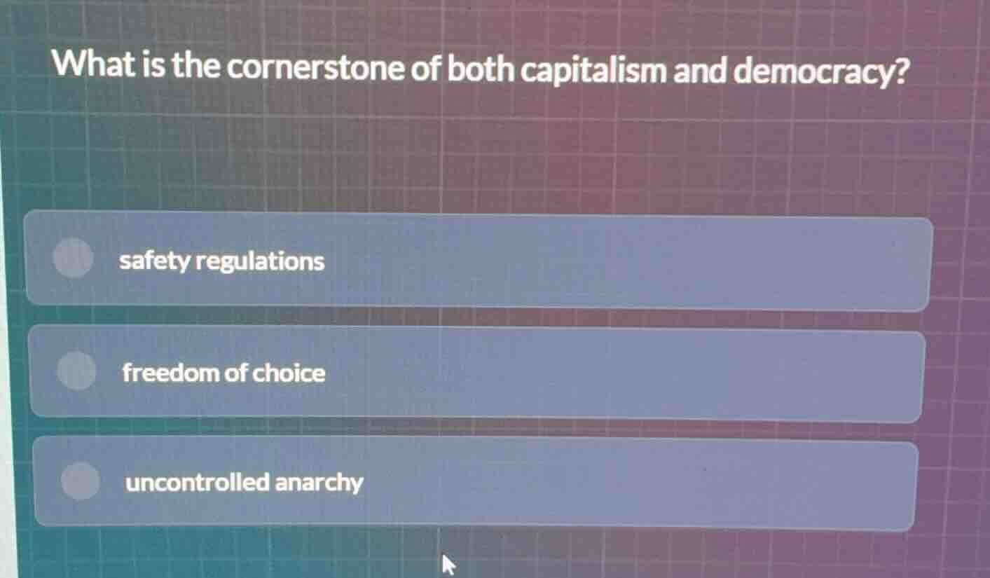 what is the cornerstone of both capitalism and democracy? safety regula…