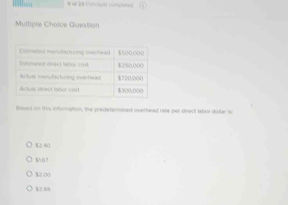multiple choice question estimated manufacturing overhead $900,000 esti…
