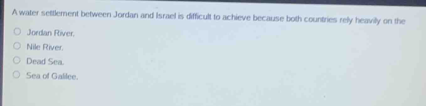 a water settlement between jordan and israel is difficult to achieve be…
