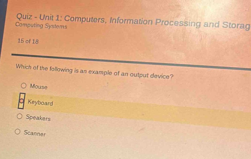 quiz - unit 1: computers, information processing and storag computing s…