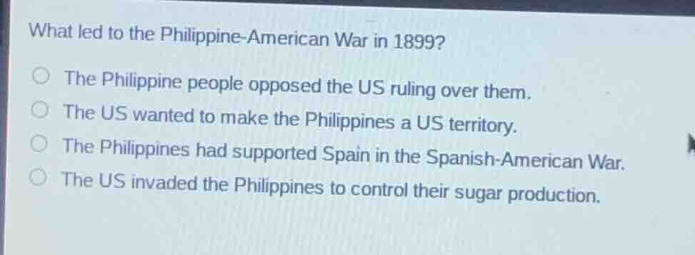 what led to the philippine - american war in 1899? the philippine peopl…