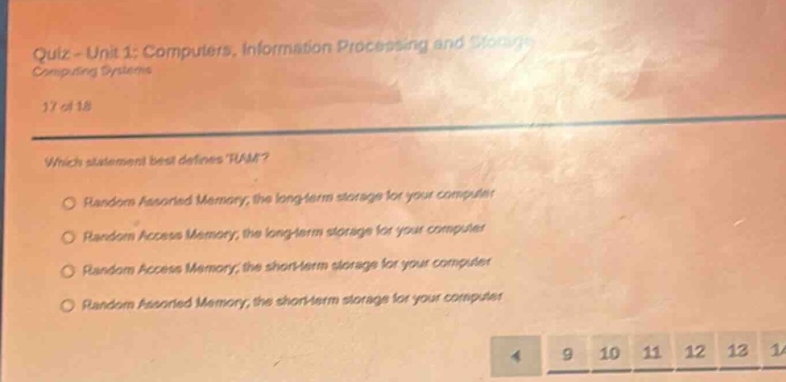 quiz - unit 1: computers, information processing and storage computing …