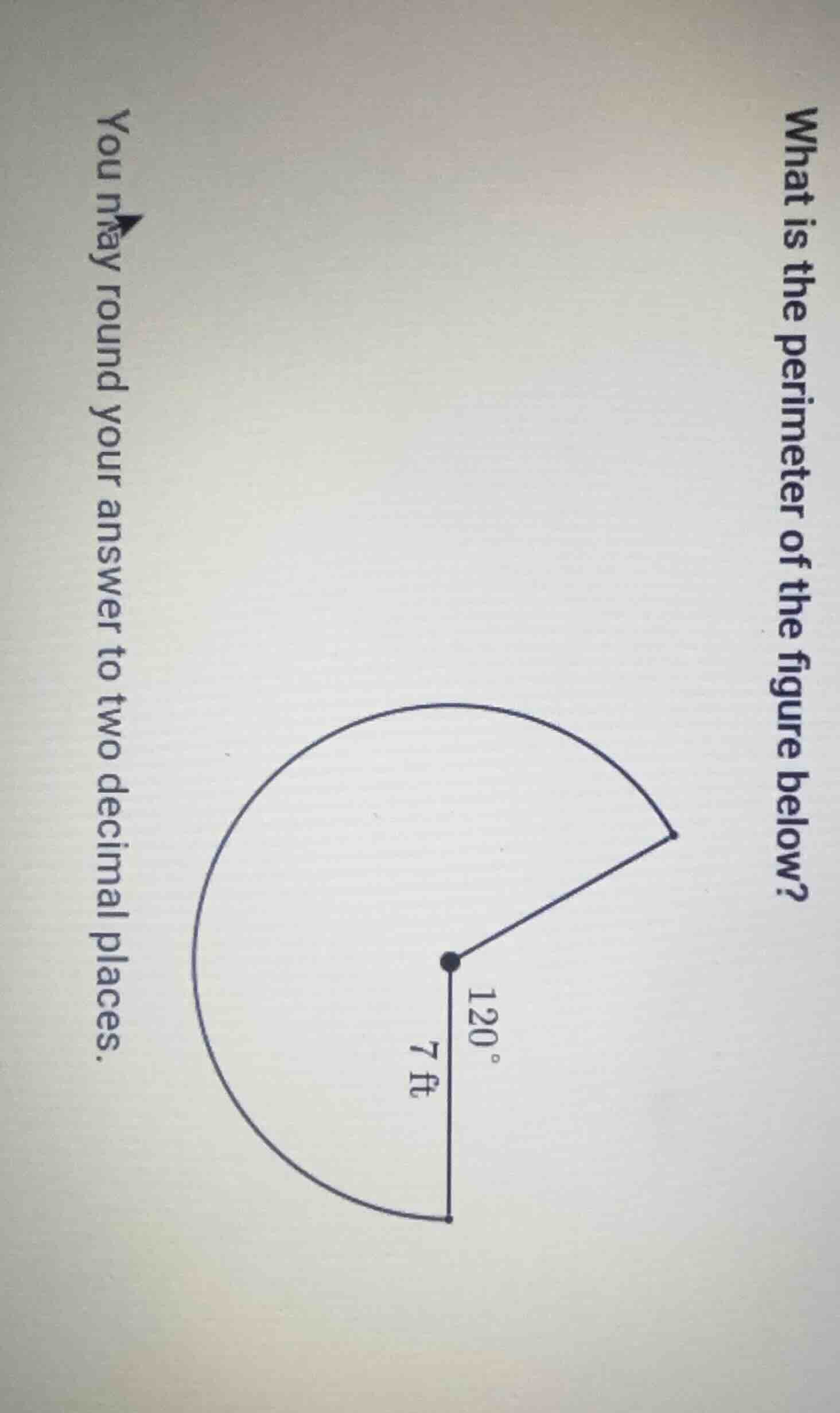 what is the perimeter of the figure below? you may round your answer to…