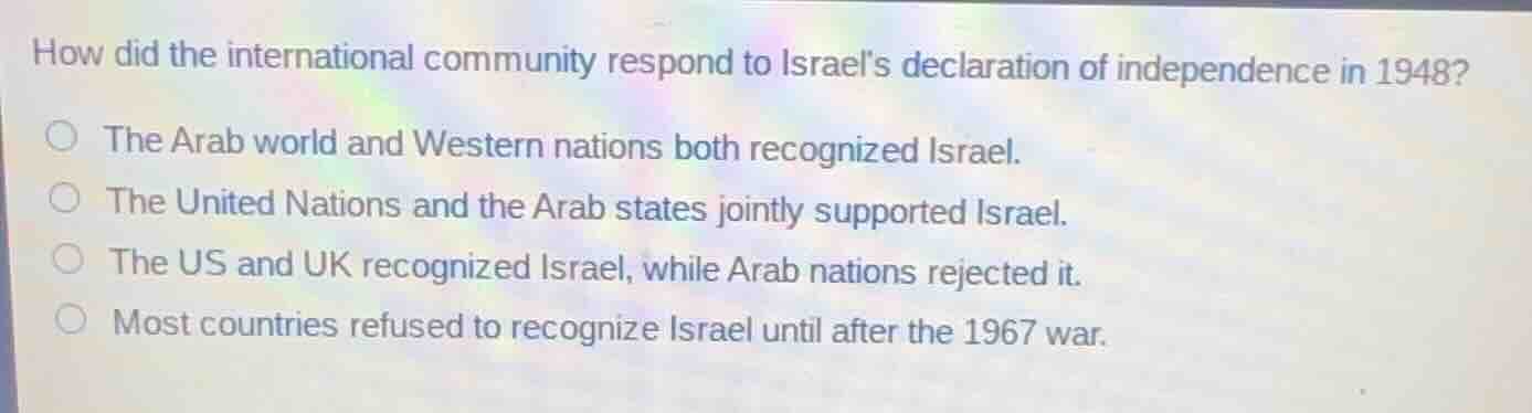 how did the international community respond to israels declaration of i…