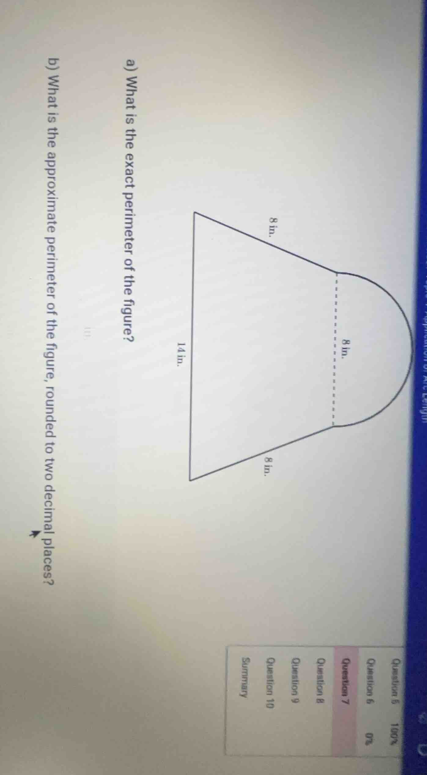 a) what is the exact perimeter of the figure? b) what is the approximat…