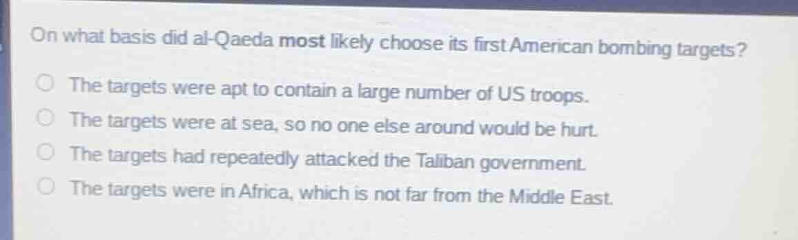 on what basis did al - qaeda most likely choose its first american bomb…