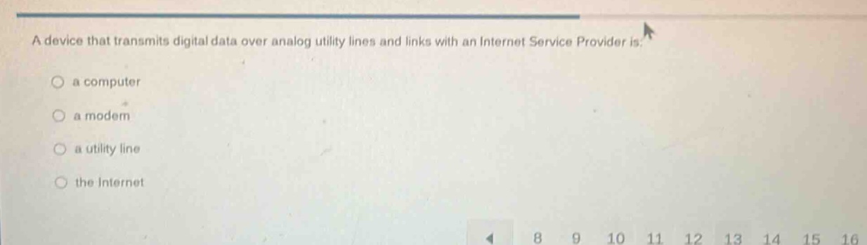 a device that transmits digital data over analog utility lines and link…